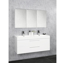 Badmöbel-Set Differnz Somero BxHxT 120 x 170 x 38 cm Frontfarbe weiß hochglanz mit Waschtisch Mineralguss weiß