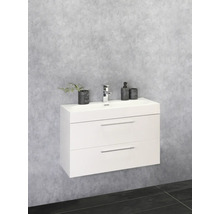 Set de meubles de salle de bains Differnz Somero lxhxp 80 x 170 x 38 cm couleur de façade blanc haute brillance avec vasque en fonte minérale blanc-thumb-3