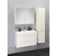 Set de meubles de salle de bains Differnz Somero lxhxp 80 x 170 x 38 cm couleur de façade blanc haute brillance avec vasque en fonte minérale blanc-thumb-2