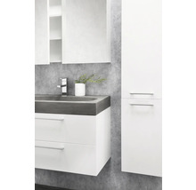 Badmöbel-Set Differnz Somero BxHxT 60 x 170 x 38 cm Frontfarbe weiß hochglanz mit Waschtisch Beton grau