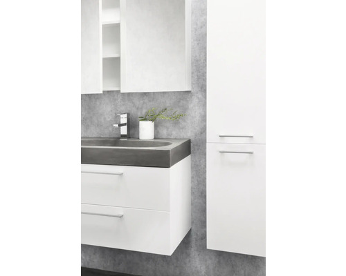 Ensemble de salle de bains moderne avec meuble sous-lavabo, lavabo, armoire de toilette et armoire haute