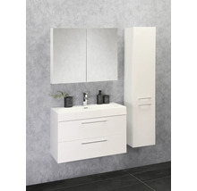 Set de meubles de salle de bains Differnz Somero lxhxp 80 x 57 x 38 cm couleur de façade blanc haute brillance avec vasque en fonte minérale blanc