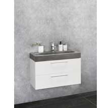 Set de meubles de salle de bains Differnz Somero lxhxp 60 x 57 x 38 cm couleur de façade blanc haute brillance avec vasque en béton gris-thumb-3
