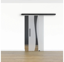 Pertura Glasschiebetür Komplettset Glera Breeze 900x2050 mm inkl.Beschlag Selir Aluminium schwarz,Stangengriff
