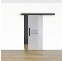 Pertura Glasschiebetür Komplettset Glera Linear 775x2175 mm inkl.Beschlag Selir Aluminium schwarz,Stangengriff