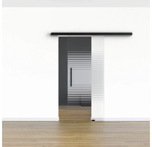 Pertura Glasschiebetür Komplettset Glera Strata 775x2050 mm inkl.Beschlag Selir Aluminium schwarz,Stangengriff