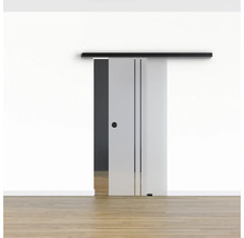 Pertura Glasschiebetür Komplettset Glera String 900x2175 mm inkl.Beschlag Selir Aluminium schwarz,Griffmuschel
