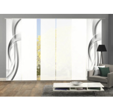 Pièce avec rideaux coulissants au design abstrait