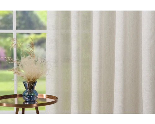 Rideau de fenêtre décoratif avec arrangement de plantes sur une petite table