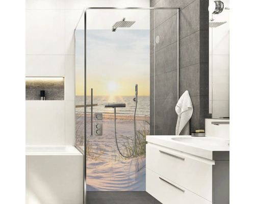 Panneau mural de douche mySpotti Shower Sunset coucher de soleil plage 255 x 100 cm SH-210100-1969-HB