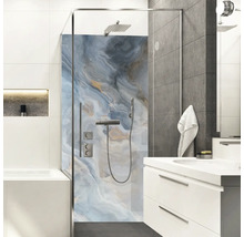 Badezimmer mit Dusche und Waschbeckenunterschrank