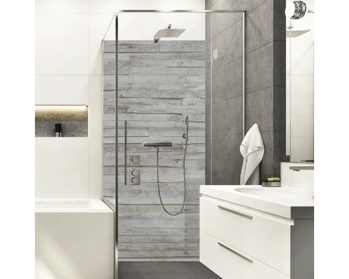 Panneau mural de douche mySpotti Shower Wood Planks aspect bois 255 x 100 cm SH-210100-1403-HB