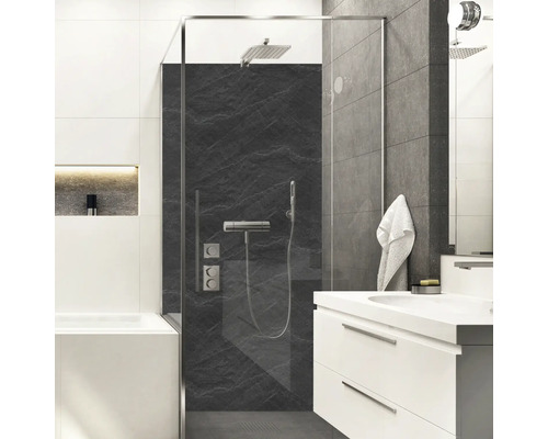 Panneau mural de douche mySpotti Shower Slate ardoise aspect pierre 255 x 100 cm SH-210100-1409-HB