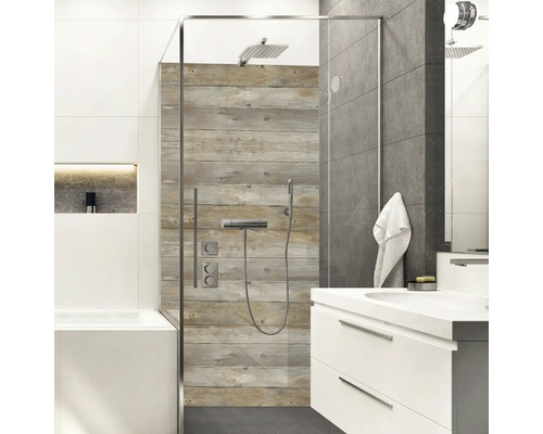 Panneau mural de douche mySpotti Shower aspect bois 255 x 100 cm SH-210100-126-HB