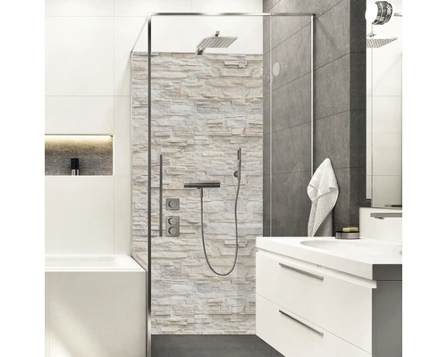 Panneau mural de douche mySpotti Shower mur en moellons pierre à bâtir pierre de parement 255 x 100 cm SH-255100-1398-HB Panneau mural de douche mySpotti Shower mur en moellons pierre à bâtir pierre de parement 255 x 100 cm SH-255100-1398-HB