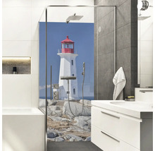 Modernes Badezimmer mit Duschkabine und Leuchtturm Motiv