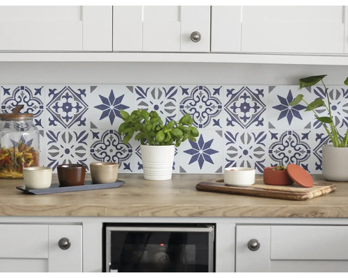 Selbstklebende Wandfliesen Wall Tiles Nadia blue 15,25 x 15,25 cm 6 St.