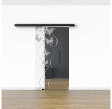 Pertura Glasschiebetür Komplettset Glera Butterfly 01 775x2050 mm Links inkl.Beschlag Selir Aluminium schwarz,Stangengriff