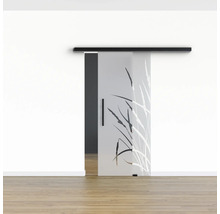 Pertura Glasschiebetür Komplettset Glera Blade 02 775x2175 mm Rechts inkl.Beschlag Selir Aluminium schwarz,Stangengriff