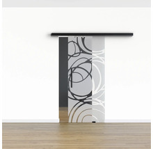 Pertura Glasschiebetür Komplettset Glera Mystic 02 775x2050 mm Rechts inkl.Beschlag Selir Aluminium schwarz,Stangengriff