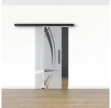 Pertura Glasschiebetür Komplettset Glera Tangle 02 900x2050 mm Links inkl.Beschlag Selir Aluminium schwarz,Stangengriff
