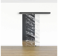 Pertura Glasschiebetür Komplettset Glera Vision 01 775x2050 mm Rechts inkl.Beschlag Selir Aluminium schwarz,Stangengriff