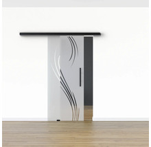 Pertura Glasschiebetür Komplettset Glera Essence 02 775x2175 mm Links inkl.Beschlag Selir Aluminium schwarz,Stangengriff