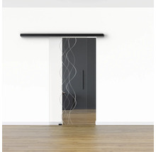 Pertura Glasschiebetür Komplettset Glera Curl 01 775x2050 mm Links inkl.Beschlag Selir Aluminium schwarz,Stangengriff