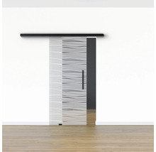 Pertura Glasschiebetür Komplettset Glera Tidal 02 775x2050 mm Links inkl.Beschlag Selir Aluminium schwarz,Stangengriff