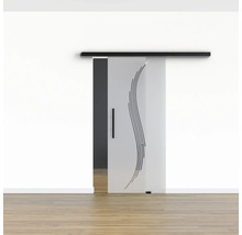 Pertura Glasschiebetür Komplettset Glera Sweep 02 775x2050 mm Rechts inkl.Beschlag Selir Aluminium schwarz,Stangengriff