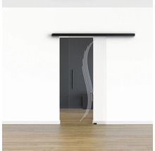Pertura Glasschiebetür Komplettset Glera Sweep 01 775x2175 mm Rechts inkl.Beschlag Selir Aluminium schwarz,Stangengriff