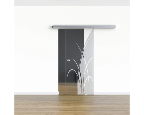 Schiebetür aus Glas mit Gräser Dekor