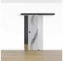 Pertura Glasschiebetür Komplettset Glera Essence 02 775x2050 mm Rechts inkl.Beschlag Selir Aluminium schwarz,Griffmuschel