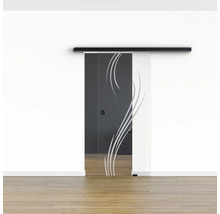 Pertura Glasschiebetür Komplettset Glera Essence 01 775x2050 mm Rechts inkl.Beschlag Selir Aluminium schwarz,Griffmuschel