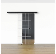 Pertura Glasschiebetür Komplettset Glera Mesh 01 775x2175 mm Links inkl.Beschlag Selir Aluminium schwarz,Griffmuschel