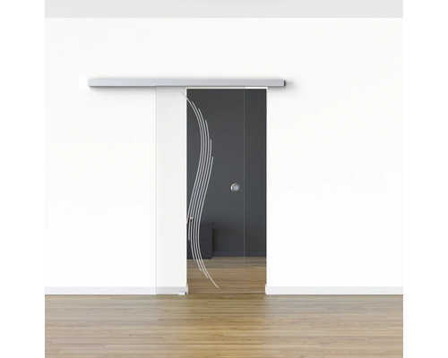 Porte coulissante en verre avec décor pour l''intérieur