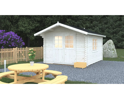 Abri de jardin Palmako Sally 10,2 m² avec plancher et auvent 300 x 360 cm naturel