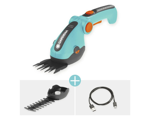 Gardena Akku-Grasschere mit Wechselmesser und USB-Ladekabel