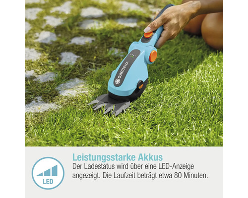 Gardena Akku Grasschere im Einsatz auf Rasen