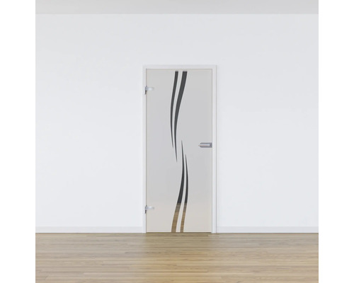 Porte intérieure en verre avec décor