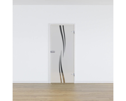 Porte en verre avec motif incurvé