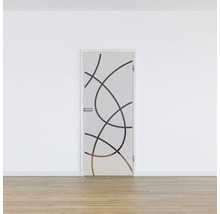 Porte en verre avec motifs de lignes abstraites