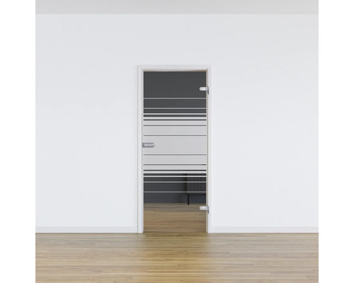 Porte intérieure avec des rayures horizontales en verre