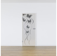 Porte en verre avec motif papillon pour l''intérieur