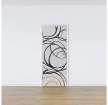 Porte intérieure en verre avec motif circulaire abstrait