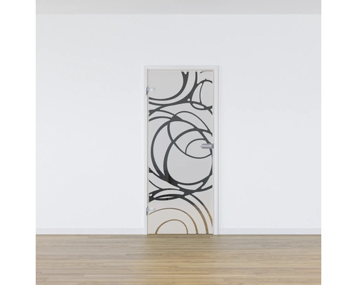 Porte intérieure en verre avec motif circulaire abstrait