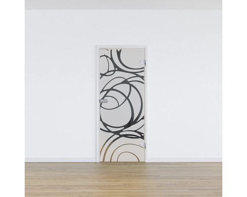 Zimmertür mit Glasausschnitt und abstraktem Muster