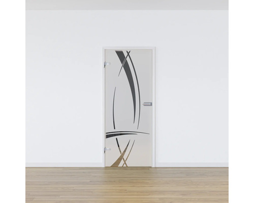 Porte en verre avec éléments de design dans une pièce