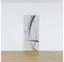 Porte intérieure avec insert en verre et design abstrait