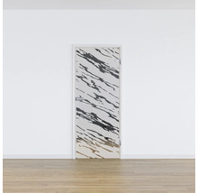Porte en verre avec motifs abstraits dans une pièce